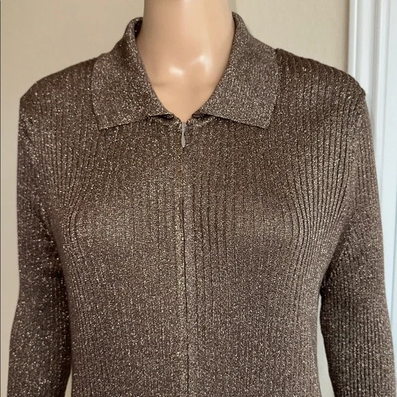 NWT ANTHROPOLOGIE Metallic Brown Long Sleeve Dress Sz. XL. - Picture 5 of 15